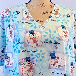 Frosty the Snowman Scrub Top XL